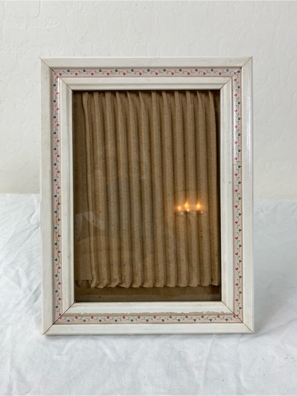 Vintage Farmhouse PictureFrame in White with floral trim 5x7 solid wood
